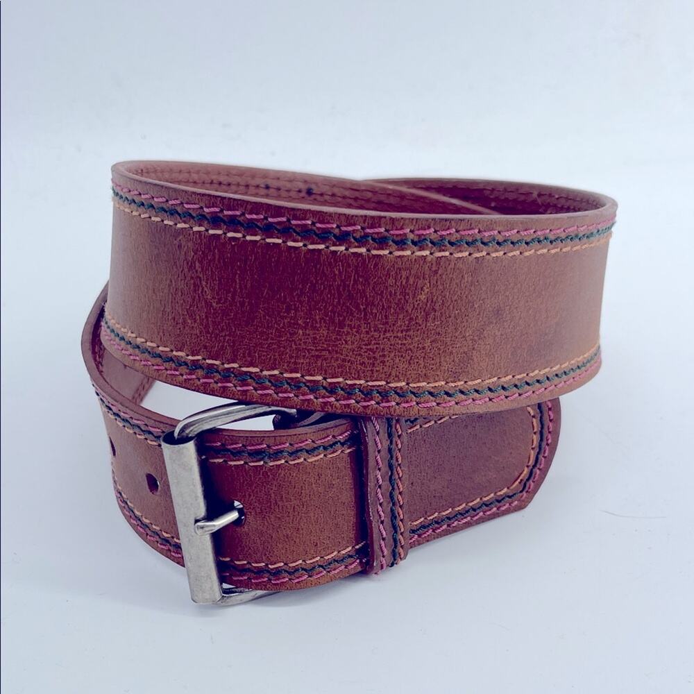 Linea Pelle 100% leather contrast stitching wide belt